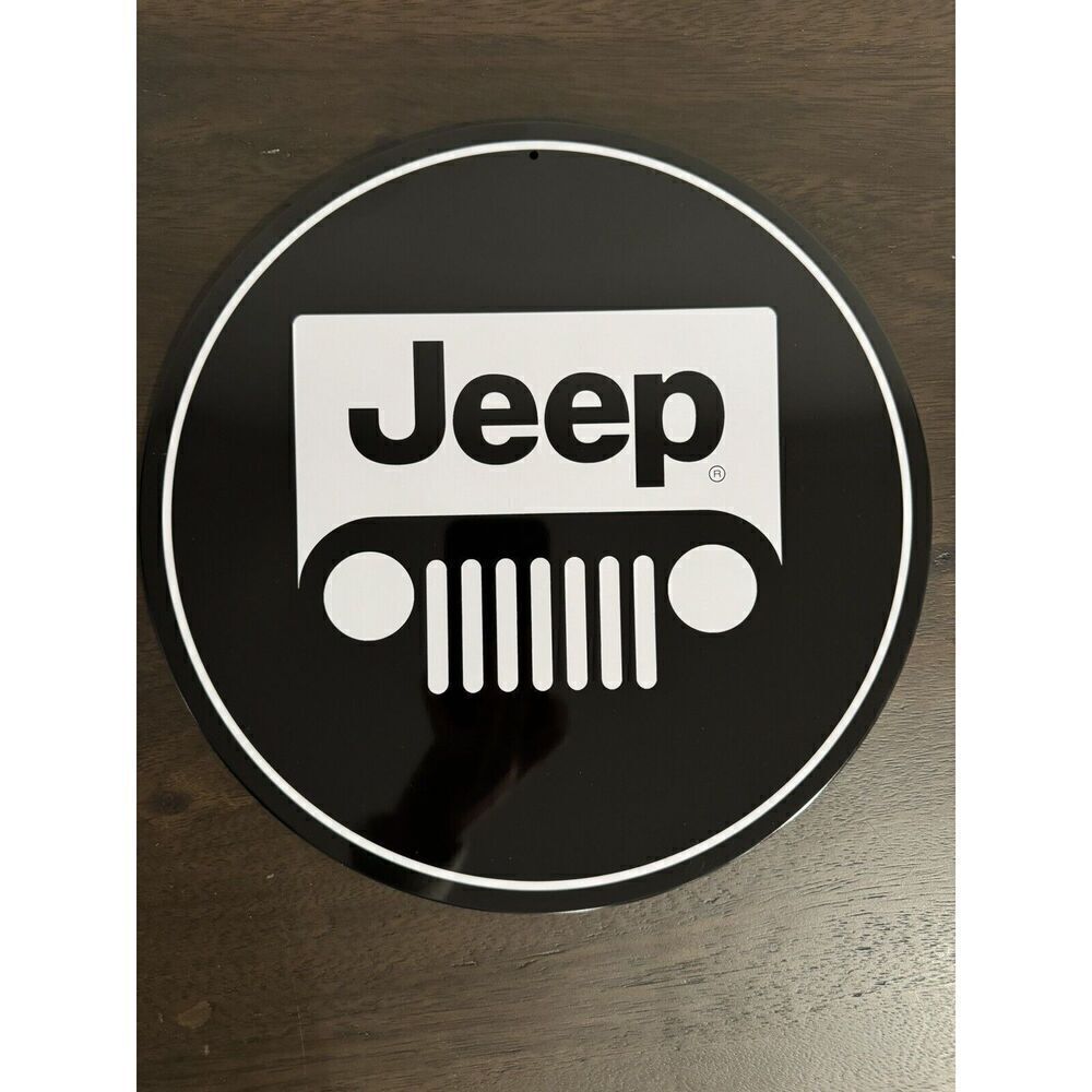 Jeep 12" Round Tin Sign Classic Wall Decor Garage Man Cave Bar Mechanic Car Shop